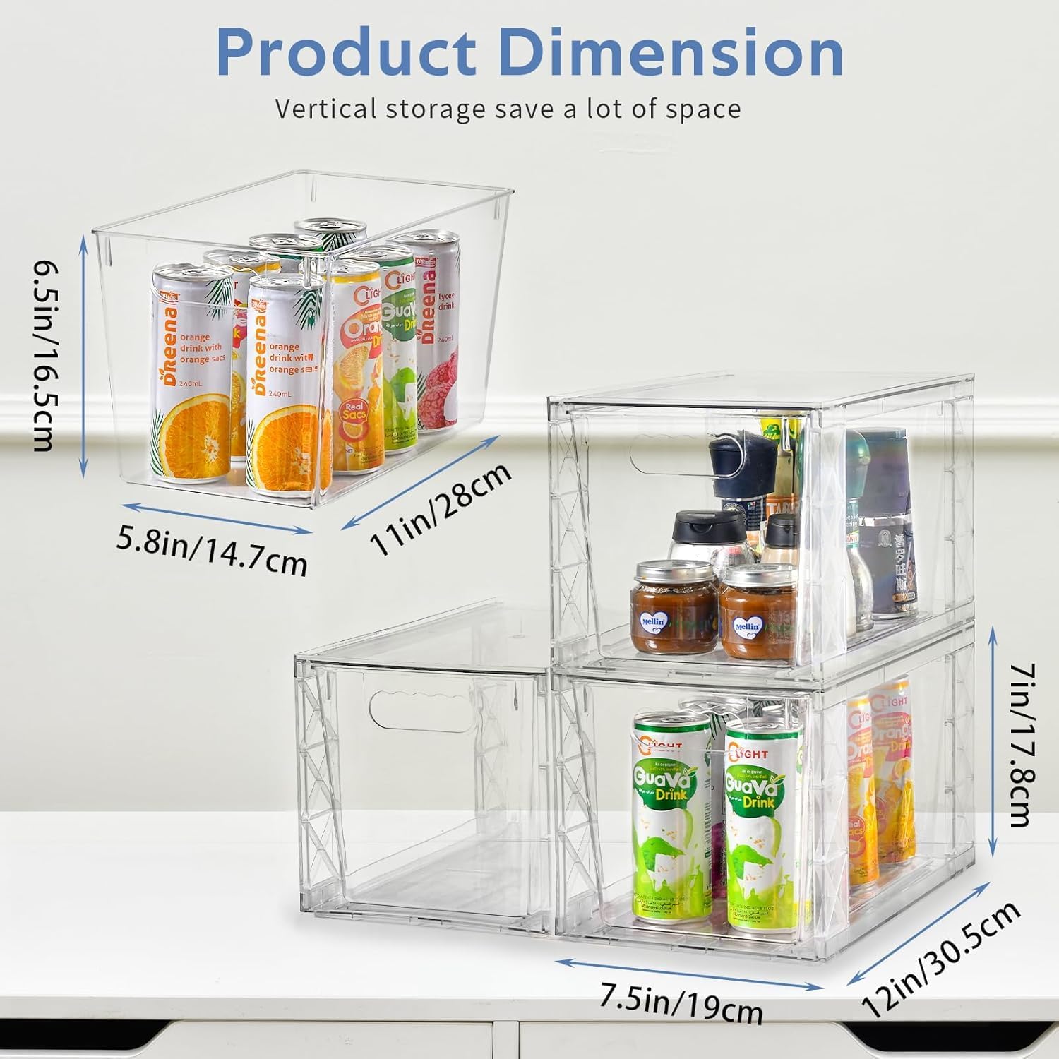 Plastic Drawers Storage, 6Pack Clear Stackable Storage Drawers, Acrylic Storage Bins with Drawers for Fridge Organizers, PlasticDrawers Stackable for Makeup Organizers Cosmetic Display, Large