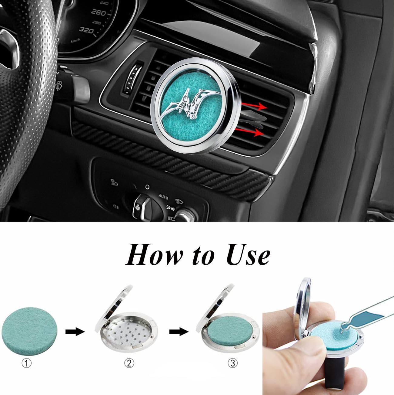 Essential Oil Car Diffuser Vent Clips Christmas Car Accessories for Women with 10 Felt Pad Air Freshener(Flying Dragon)