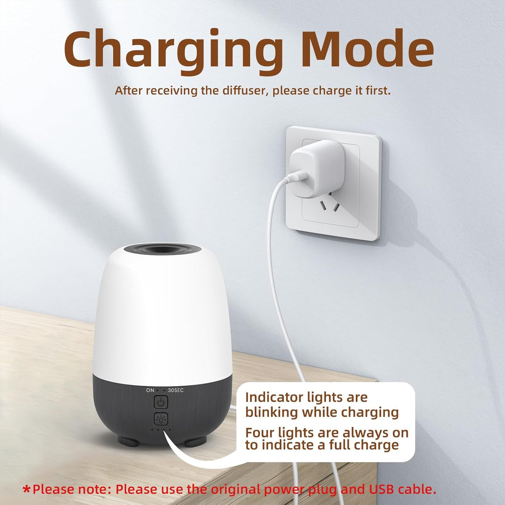 150ML Rechargeable Battery Operated Essential Oil Diffuser, Portable Cordless Aromatherapy Diffuser,7-Hour Runtime with 7 LED Color Changing Lights