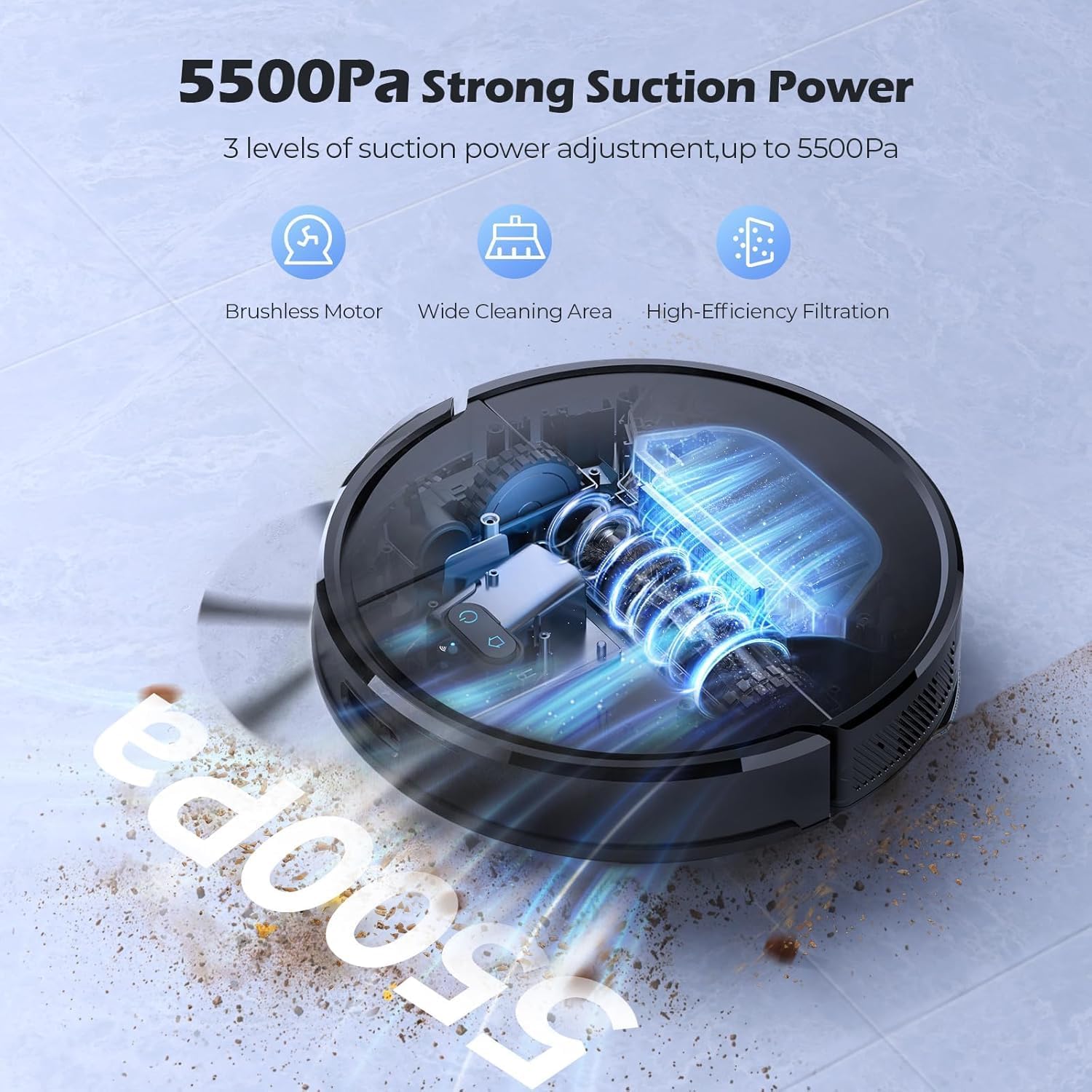 Lubluelu Robot Vacuum and Mop Combo, 5500Pa Robot Vacuum Cleaner with LDS9.0 LiDAR Navigation, Self-Empties for 60 Days, No-Go Zones, WiFi/App/Alexa Control, Ideal for Hard Floors, Carpet (SL68 Plus)