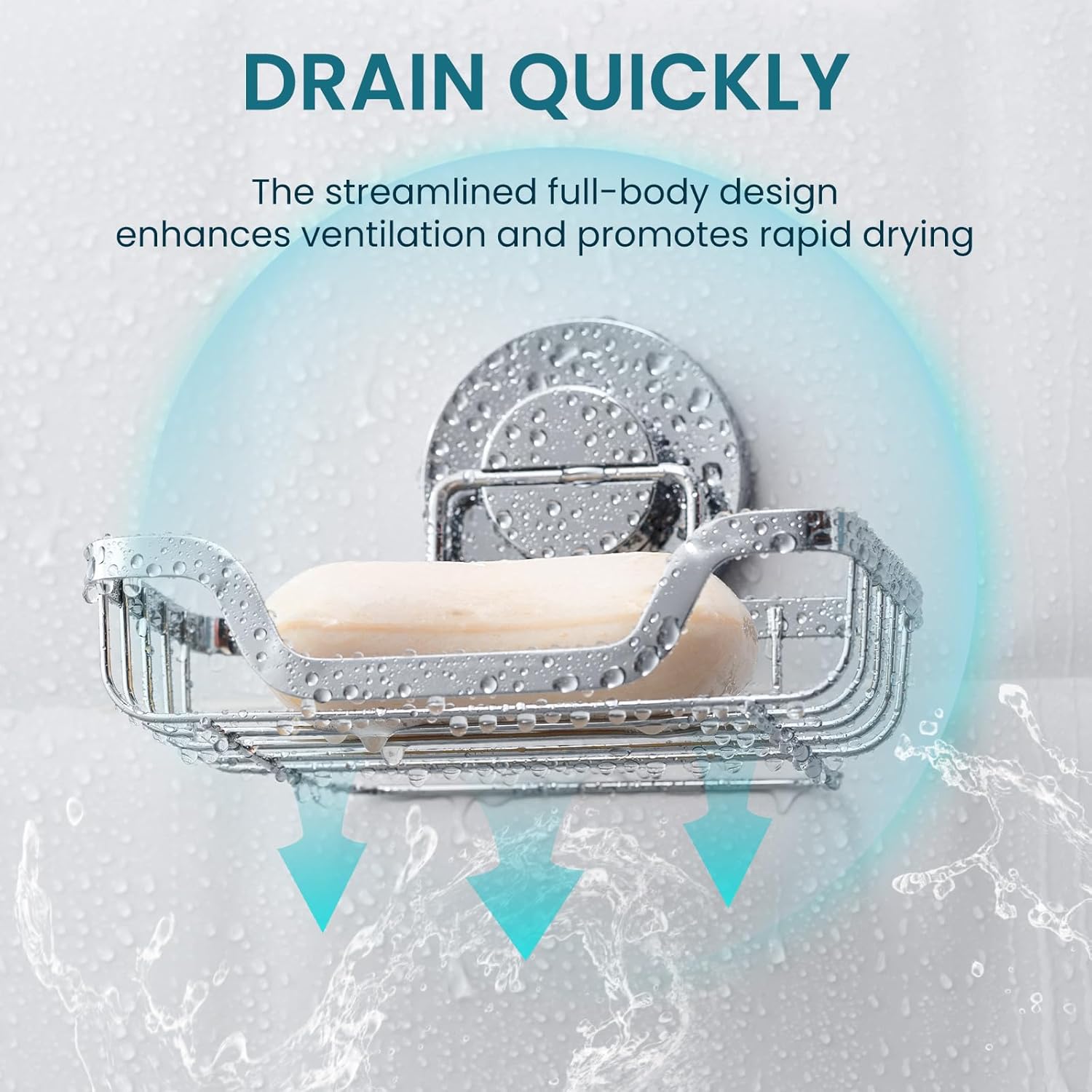 TAILI Soap Holder Bar Dish Suction Cup, Bar Shampoo Rack for Shower Wall, Draining Soap Saver Tray for Bathroom, Rustproof Stainless Steel Sponge Holder for Tub, Kitchen, Drill-Free, Silver