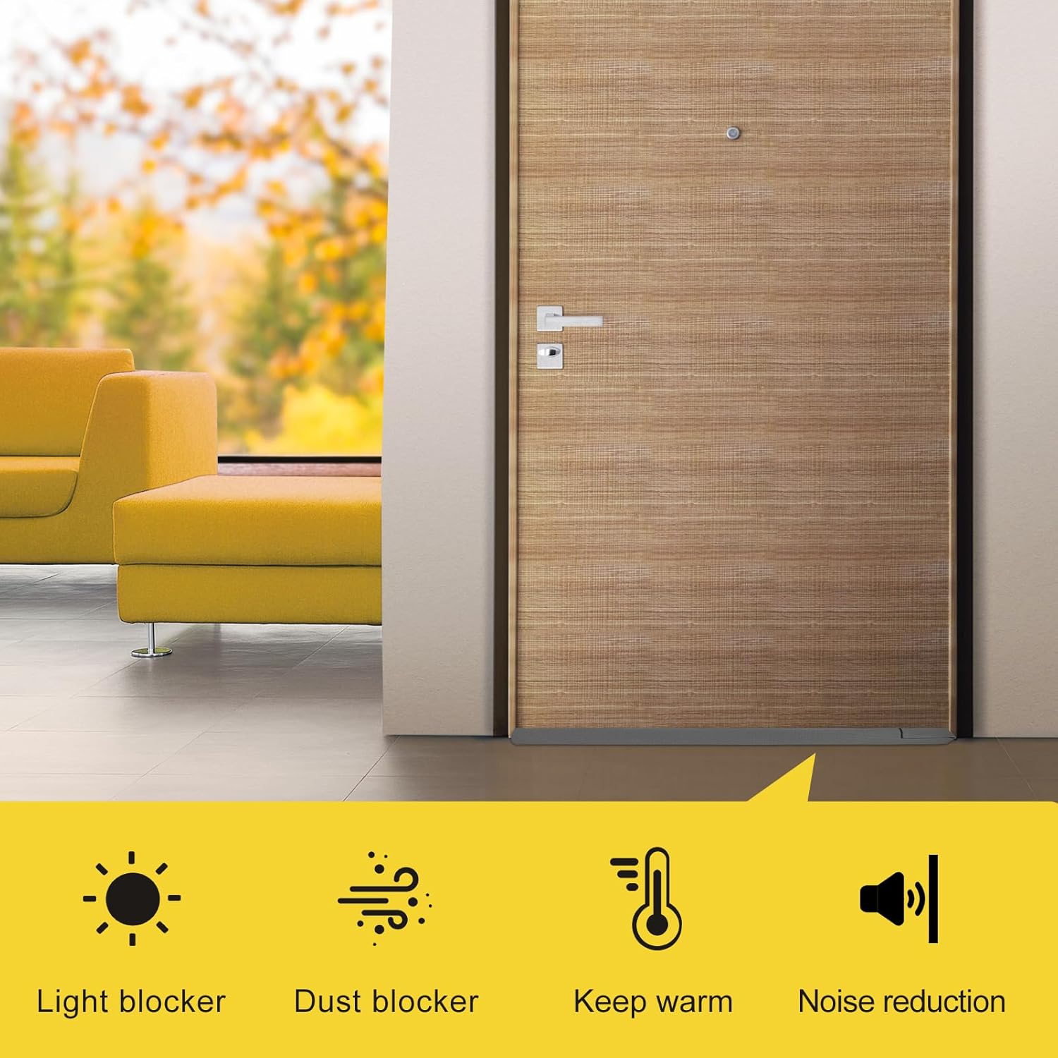 fowong Door Draft Stopper Double Side Adjustable Seal Bottom of Doors 30" to 36" Noise Blocker Cover Gap up to 1.5" Soundproof Interior Front Draft Guard Grey