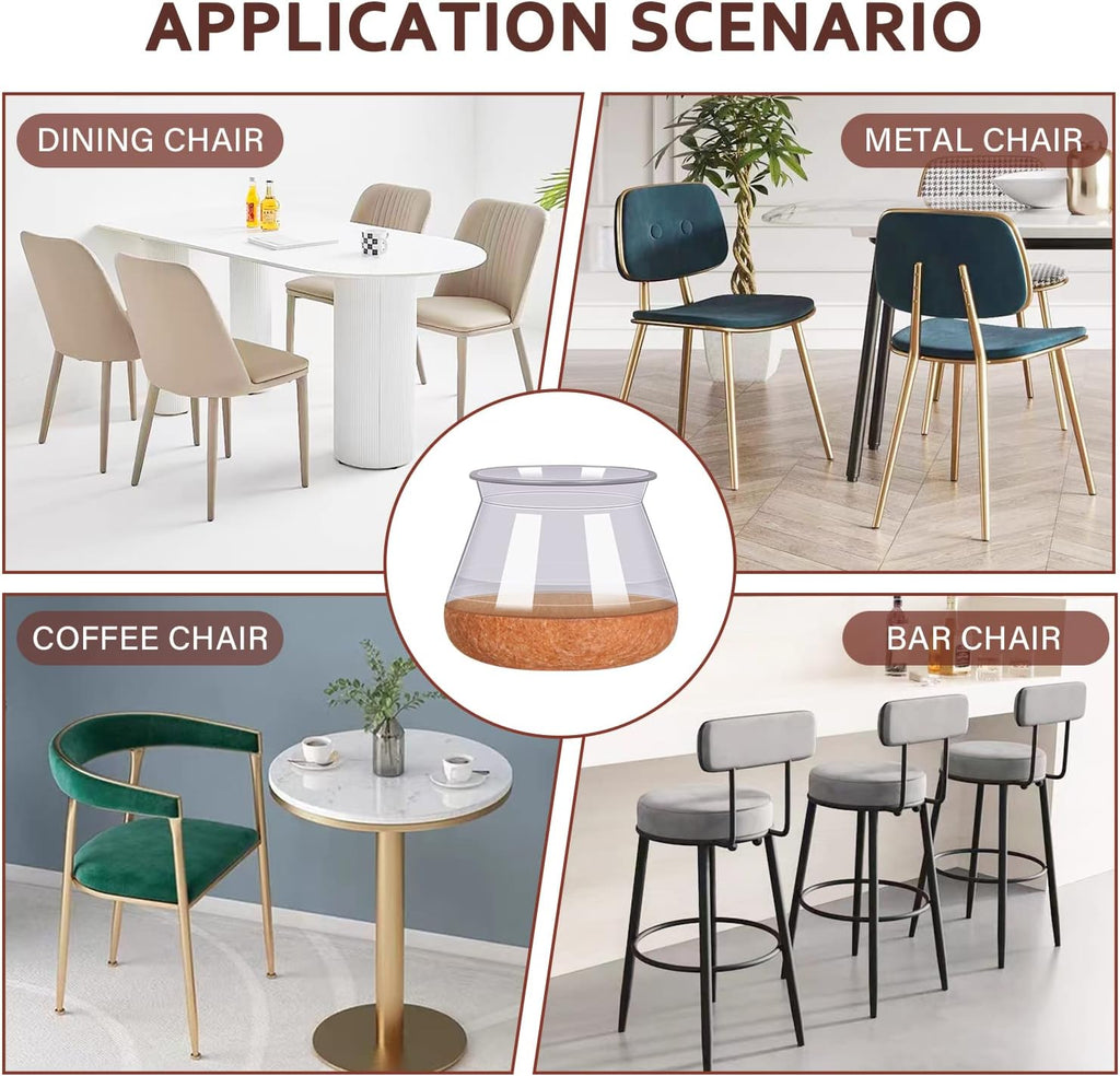 16 Pack Chair Leg Floor Protectors Chair Leg Protectors for Hardwood Floors Felt Silicone Caps Strengthen Bottom Protection Anti-Scratch Reduce Noise Clear Round Large Fit 1-3/16" to 1-5/8" (30-40mm)
