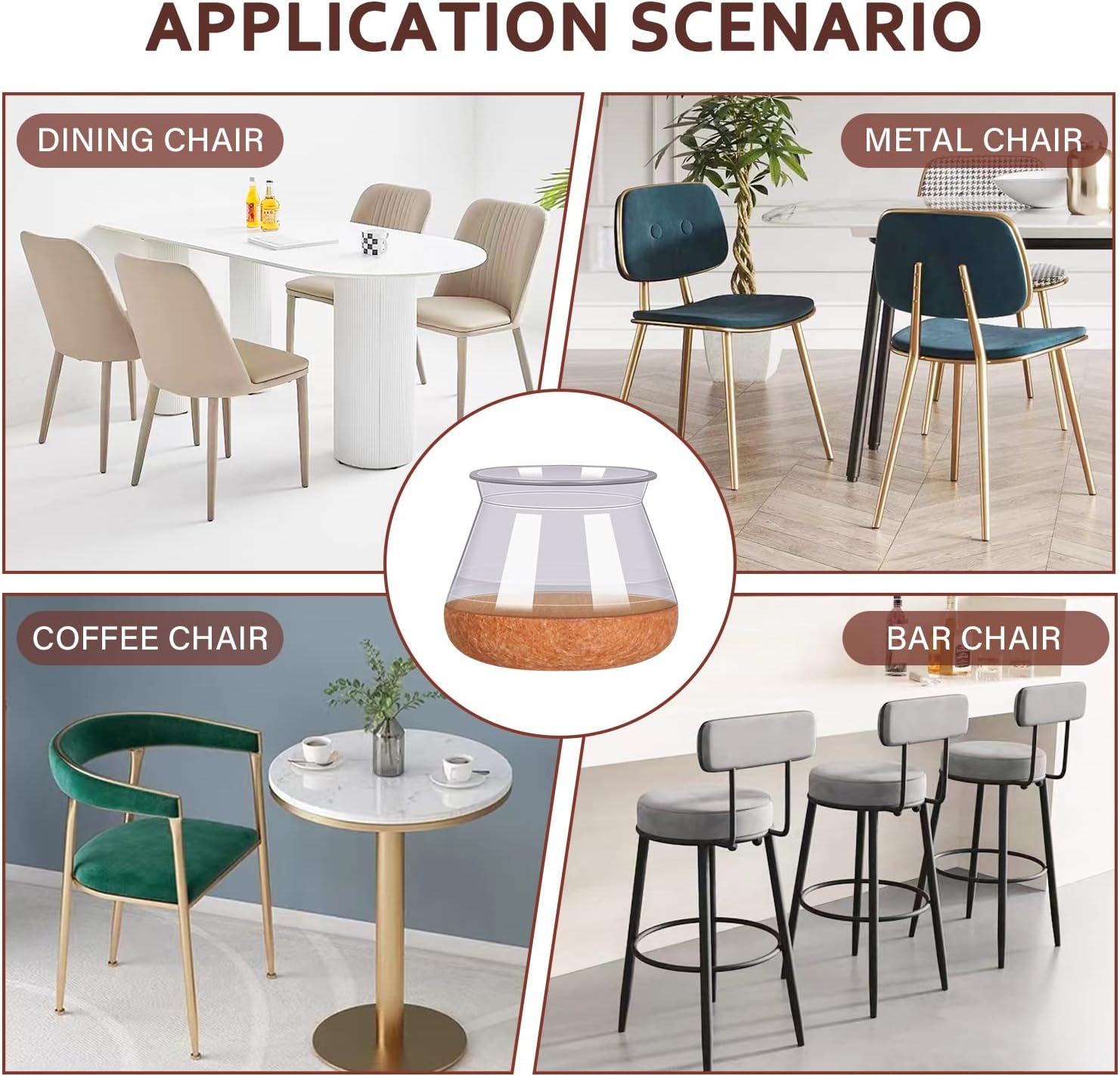 16 Pack Chair Leg Floor Protectors Chair Leg Protectors for Hardwood Floors Felt Silicone Caps Strengthen Bottom Protection Anti-Scratch Reduce Noise Clear Round Large Fit 1-3/16" to 1-5/8" (30-40mm)