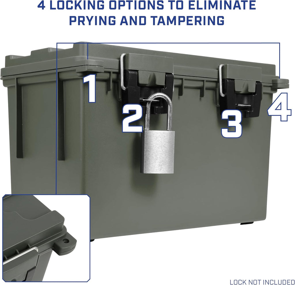 Sheffield 12765 XL Storage Bins With Lids, 4-Pack Stackable Storage Bins, Made in USA, Lockable and Water-Resistant Containers with Lids, Plastic Containers for Home, Classroom, and Dorm