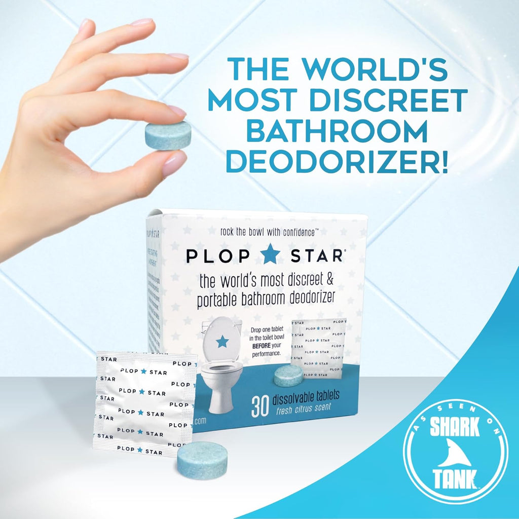 Odor Eliminating Toilet Tablets, Bathroom Deodorizer with Citrus Essential Oils, Individually-Wrapped Toilet Deodorizer, Single-Use Bathroom Odor Eliminator, 30 Tablets