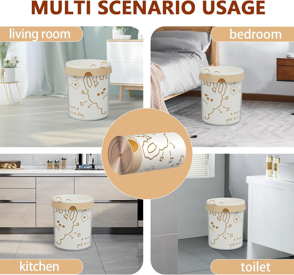 13 Gallon Trash Bags with Cute Rabbit Printed & Drawstring, Tear-Resistant Tall Kitchen Garbage Bags, Heavy-Duty Large Trash Can Liners for Home/Office, 50 Counts