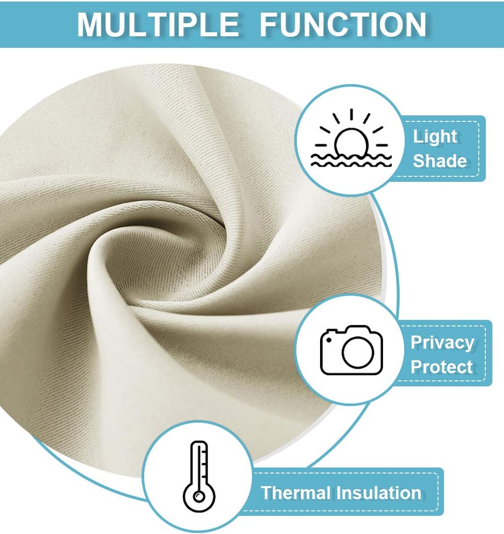 RYB HOME Blackout Curtains 63 inches Long - Energy Saving Insulation Large Window Curtain Blinds for Bedroom Living Room Dining Basement Home Office, W 62 x L 63 per Panel, Beige, 2 Pcs