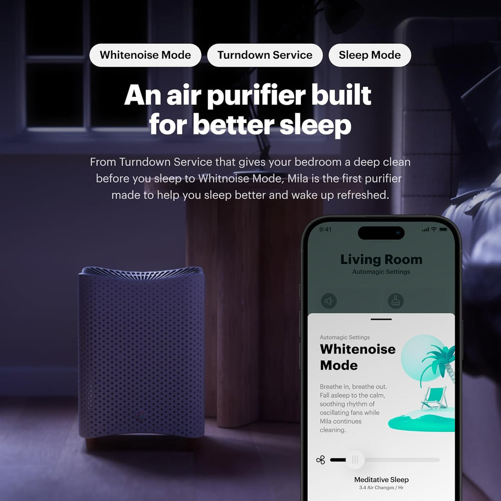 Mila Air 3 Smart Home Air Purifier with Critter Cuddler H13 HEPA & Carbon Replacement Filter, Reduces Pet Odors, Removes Dust & Pet Dander, Ideal for Large Room or Bedroom, Quiet-Mode