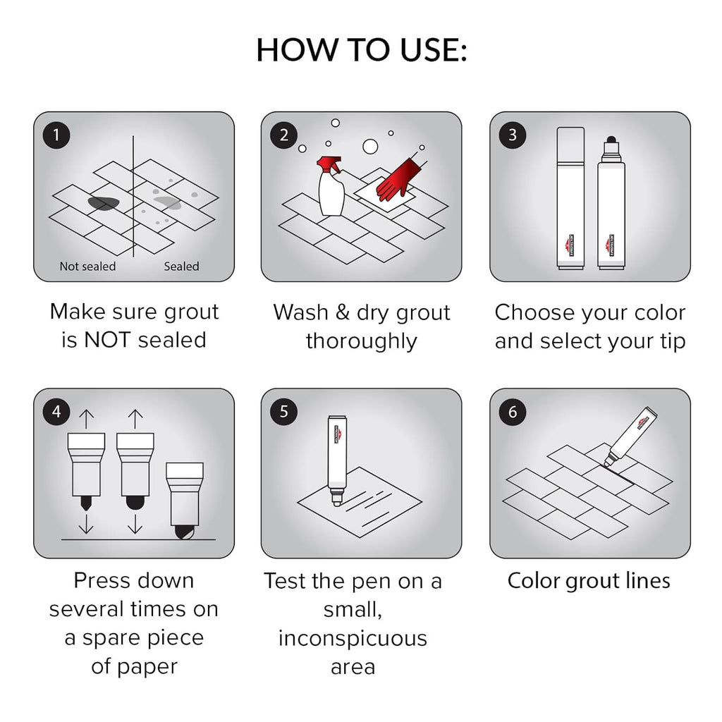 X-Protector Pen for Grout - 2 PCS, Black - Ideal Grout Paint Pens to Make Grout Black Again - Premium Grout Renew Pen with 2 Tips Types - Make Your Grouts Perfect Again!