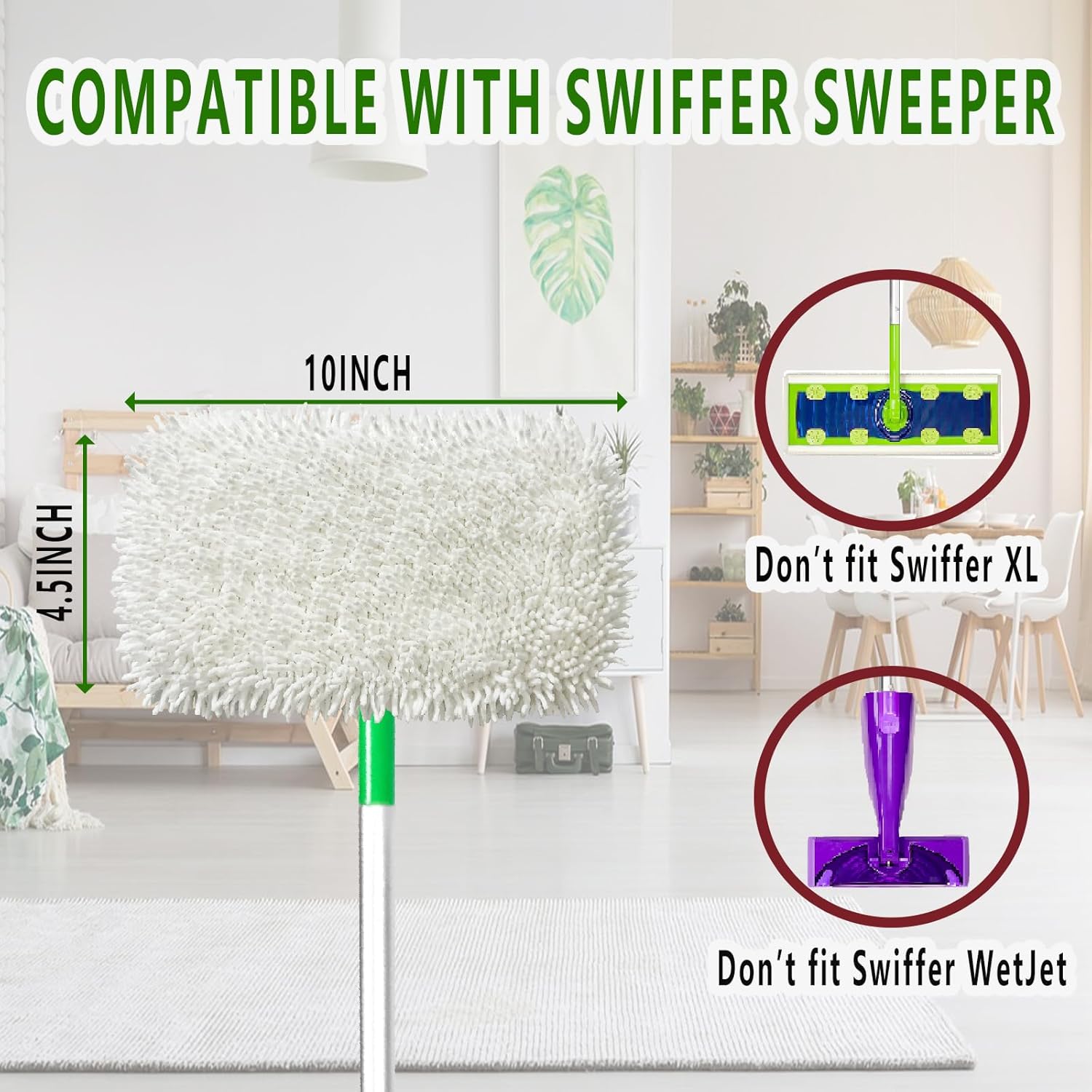 Reusable Microfiber Mop Pads Washable Wet Pads Compatible with Refills for Swiffer Sweeper Wet & Dry Sweeping Cloths Mop Head Replacement for Household Cleaning