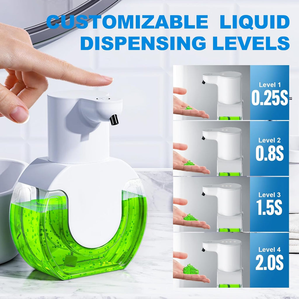 Automatic soap dispenser touchless 15oz/420ml Kitchen Dish Automatic Liquid Soap Dispenser 4 Adjustable Soap Dispensing Levels Wall Mount for Kitchen and Bathroom, Liquid Hand Soap Dispenser