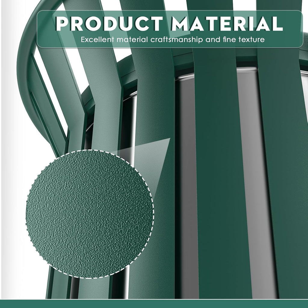 16 Gallon Round Large Outdoor Trash Can, Heavy Duty Metal Slatted Garbage Can Outdoor, All Weather Resistant Commercial Garbage Cans, Waste Receptacle in Park, School, Beach, Patio (Green, Large)