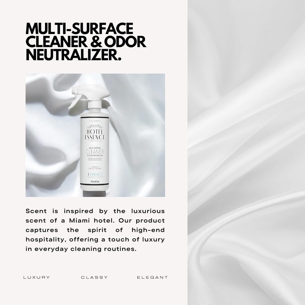 Hotel Essence Cleaner: Plant-Based Multi-Surface Cleaner & Odor Neutralizer, 16 oz, Leather, Cardamom, Lemon, Sandalwood, Cedarwood, Cinnamon, Vetiver, Amber, Musk, Iris, 16 Fl Oz (3)