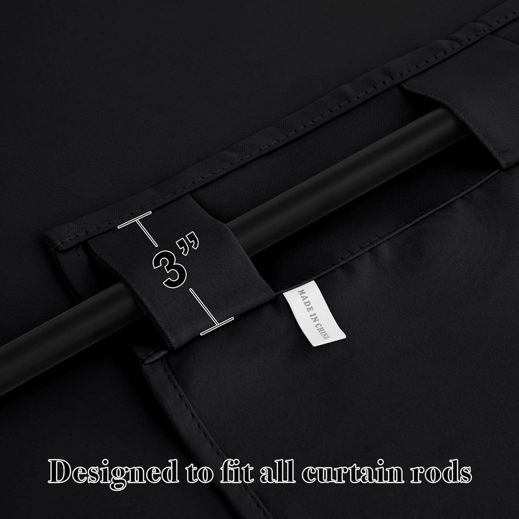 RYB HOME Bathroom Curtains Blackout - Thermal Insulating Privacy Small Window Curtains Short for Bedroom Basement Kitchen Kids Nursery Closet Cabinet, Wide 42 x Long 30 inches, 2 Panels, Black