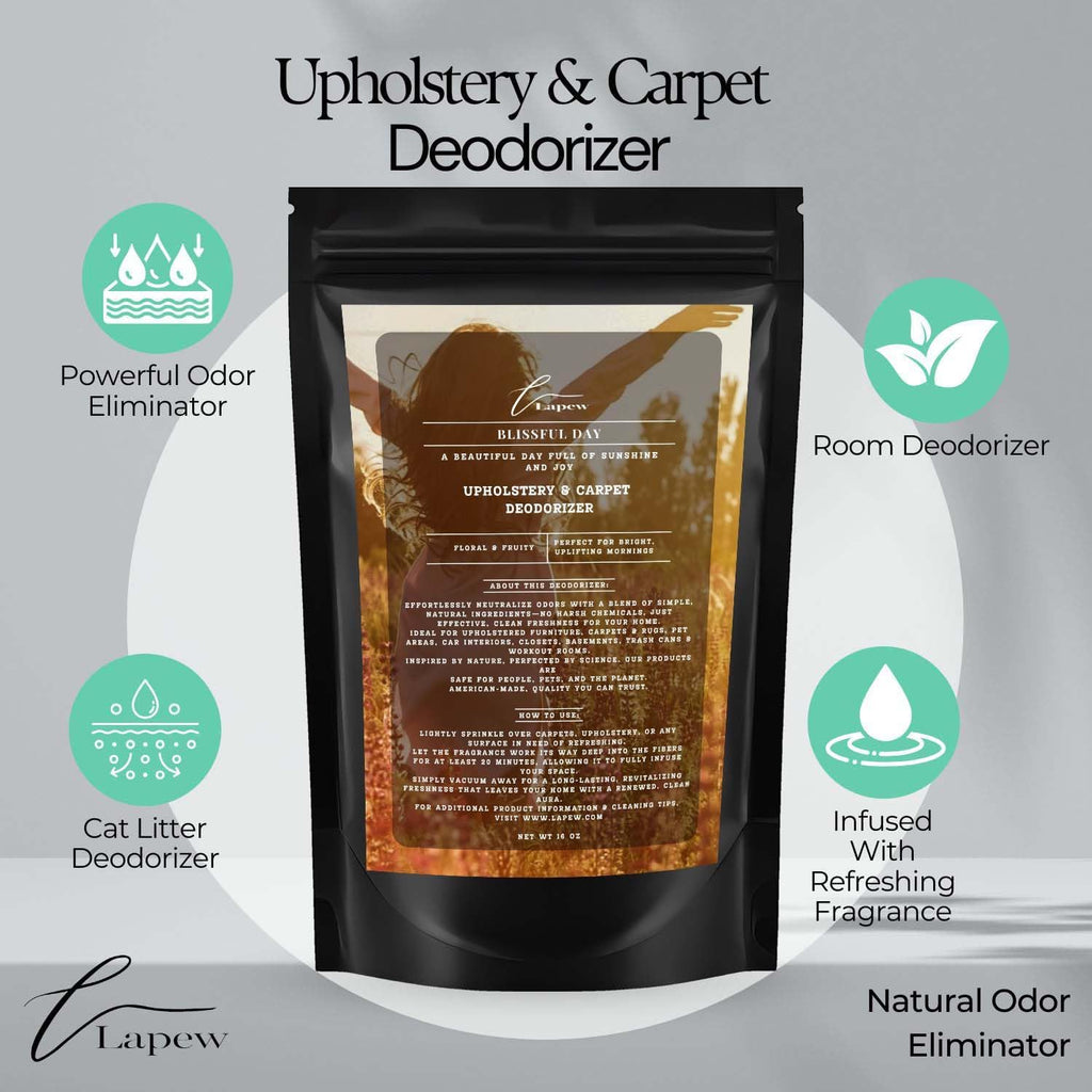 Blissful Day Carpet Freshener Powder: Powerful Odor Eliminator for Home, Upholstery Deodorizer, Carpet Deodorizer, Pet Urine, Cat Litter Box - Blissful Day Fragrance.