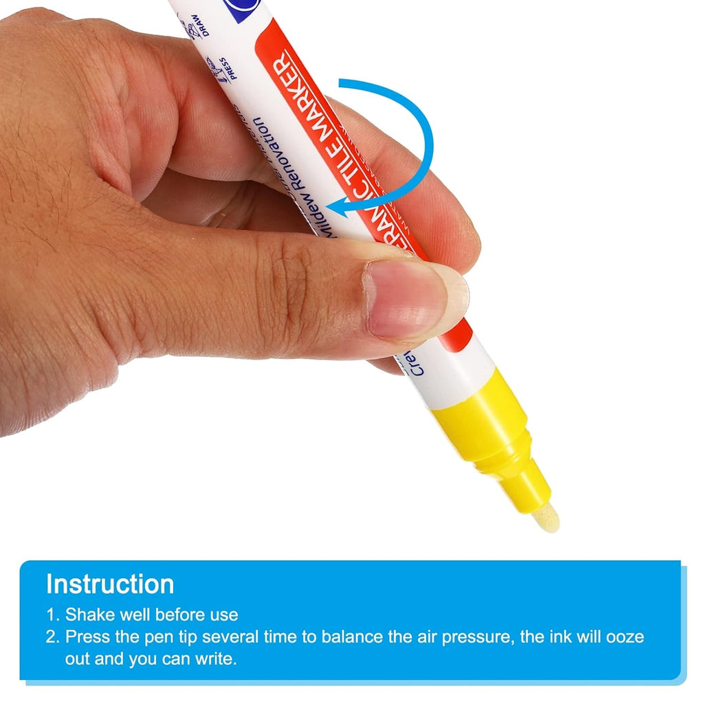 PATIKIL Grout Pen, 4 Pack Yellow Tile Marker Waterproof Grout Sealer Pen Tile Repair Pens Paint Pens for Wall Floor Bathroom Kitchen Refresh