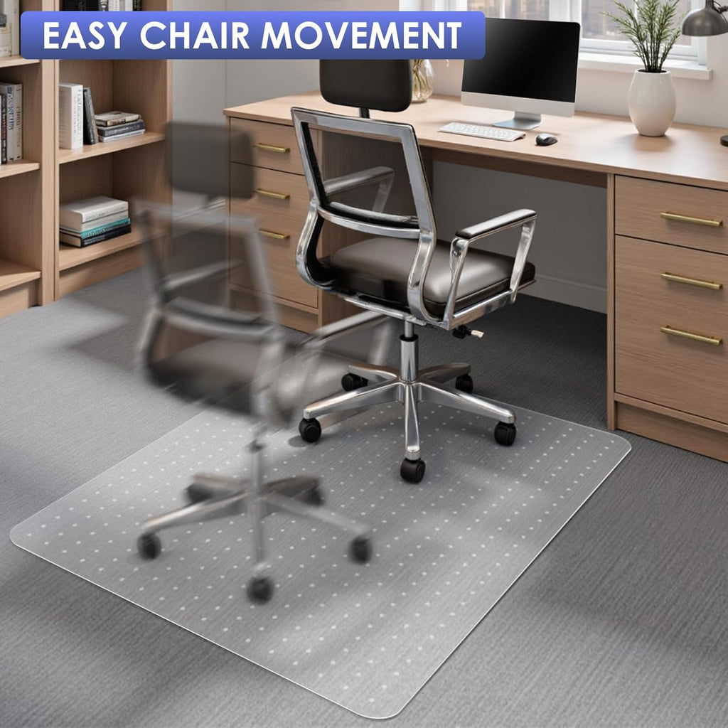 Kuyal Office Chair Mat for Carpet, 2 Pack 32x 49 Clear Heavy Duty Computer Chair Mat, Under Desk Protector Carpeted Floors Mat, Easy Chair Movement,Ship Flat