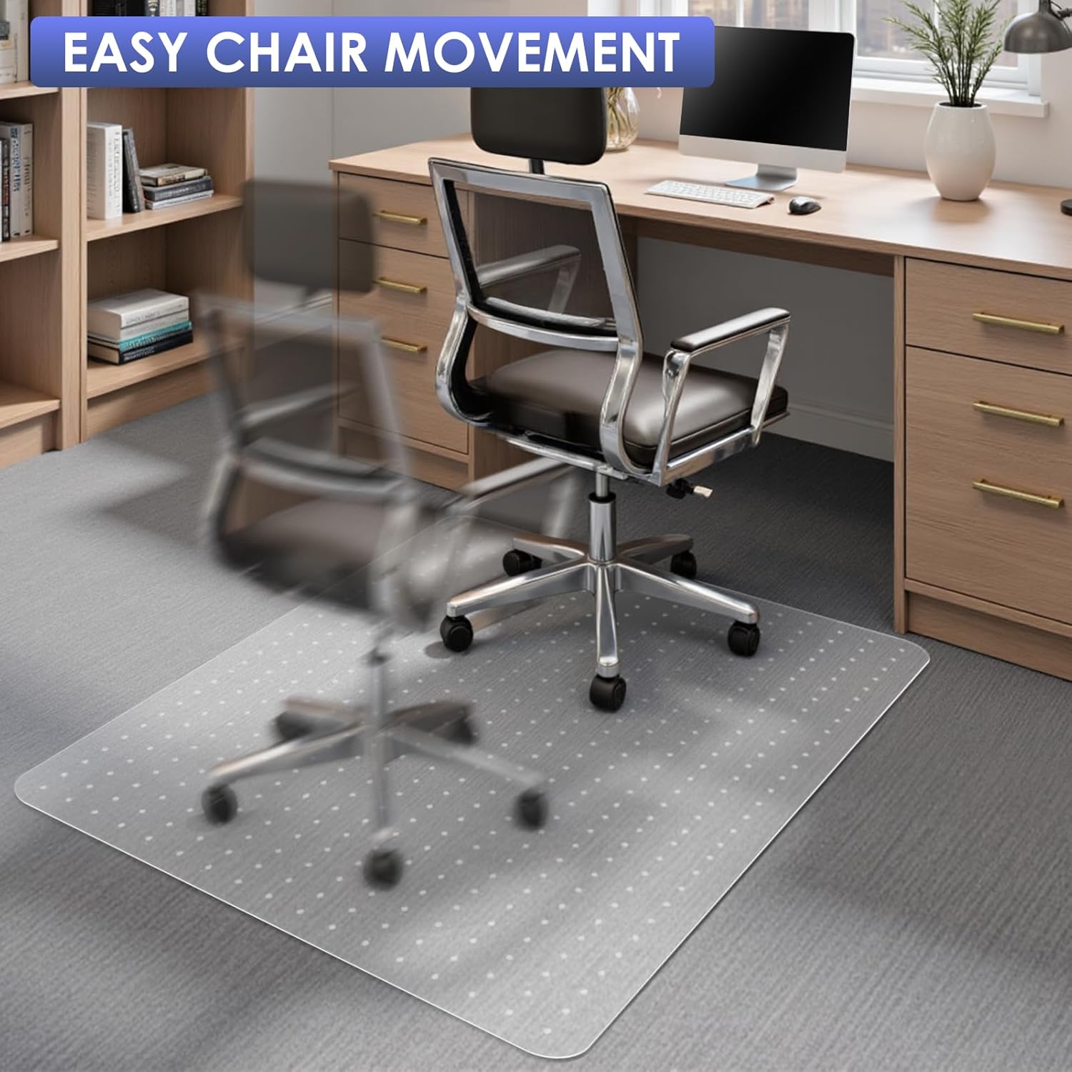 Kuyal Office Chair Mat for Carpet, 2 Pack 32x 49 Clear Heavy Duty Computer Chair Mat, Under Desk Protector Carpeted Floors Mat, Easy Chair Movement,Ship Flat