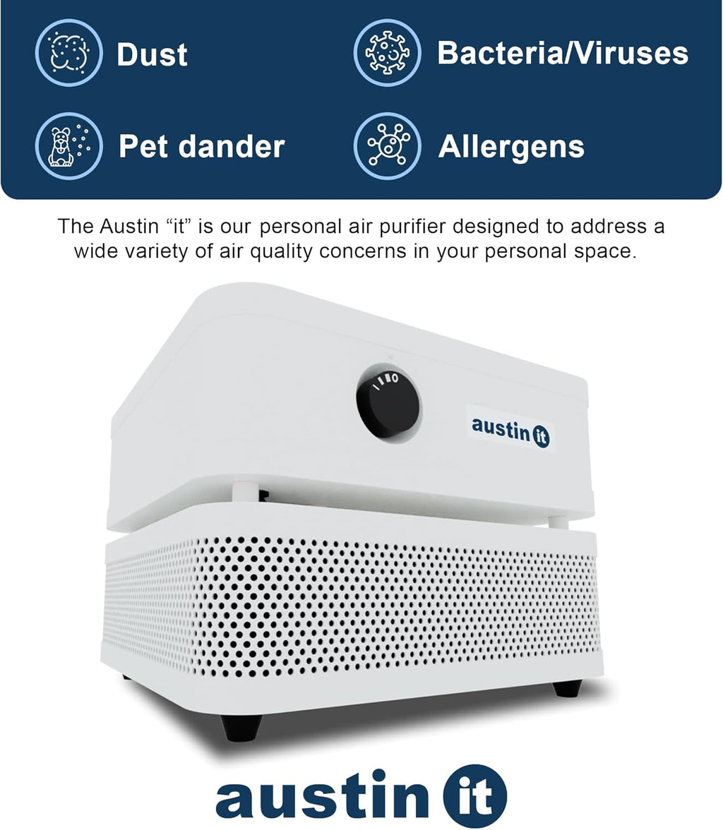 Austin Air it Personal Air Purifier - Sleek Allergy Air Purifier for Office & Room - Capturesf Particles Bedroom Purifier Air Filter - Stylish Tabletop Purifier for Dust, Model C100C1