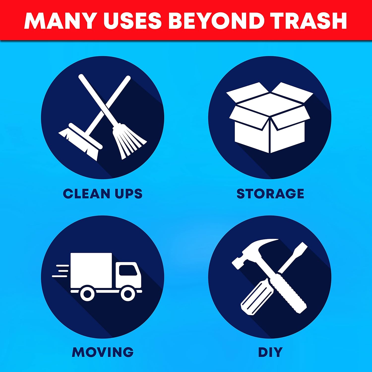 95 Gallon Trash Bags Heavy Duty | Mega-Value Pack 72 Bags | Extra Large Black Can Liners | 90-100 Gallon Trash Bags | 96 Gallon Big Garbage Bags (Black)