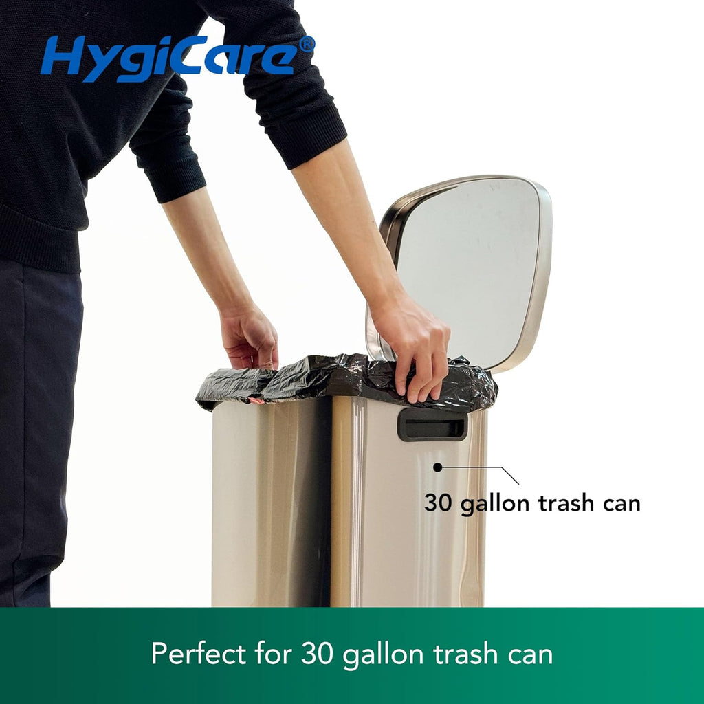 Ultra Strong 30 Gallon Trash Bags, Unscented 120 Count Drawstring Garbage Bags, Pre-Separated, Eco-friendly Materials, Leakproof, Sturdy, Black