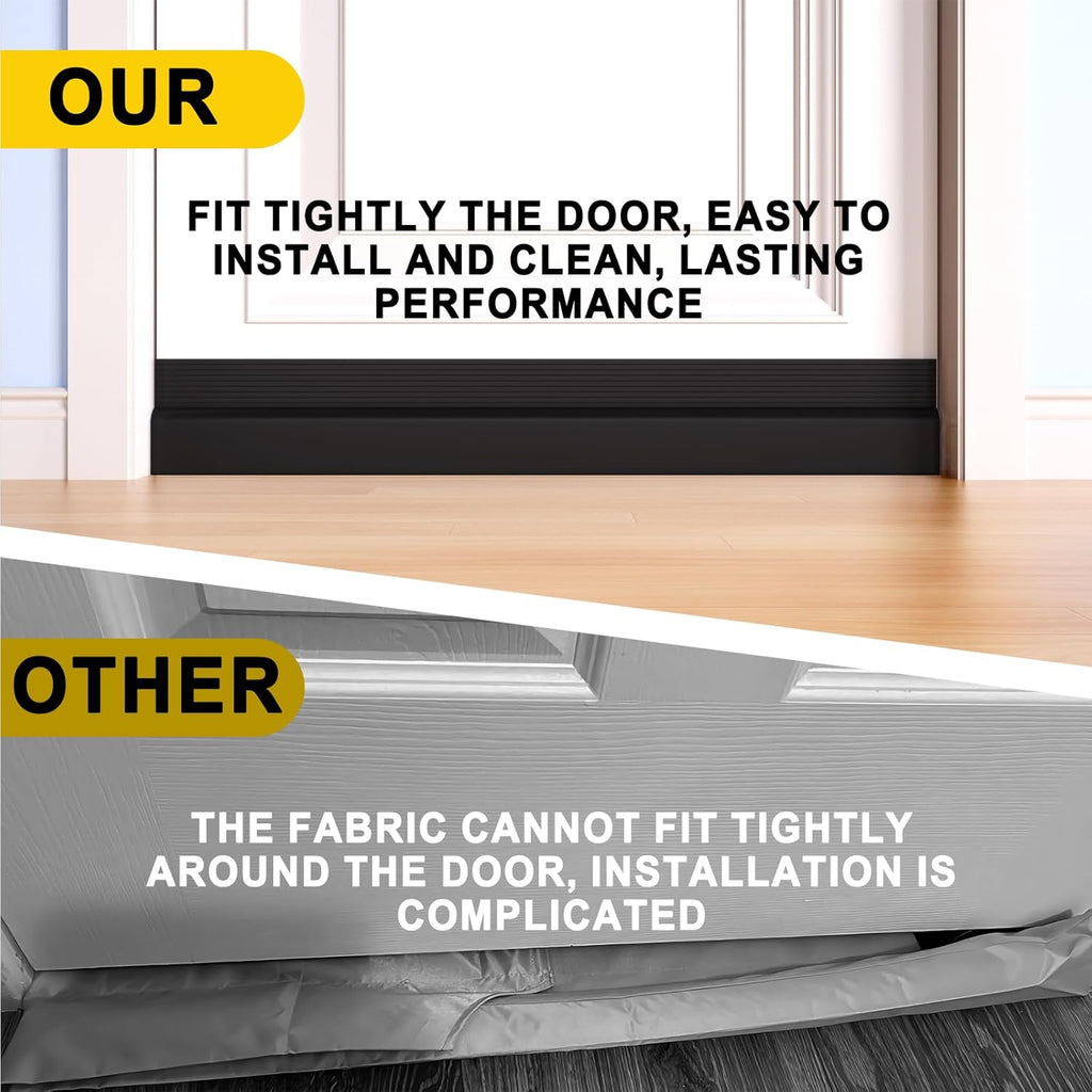 Door Draft Stopper,Door Sweep for Bottom of Door,Weather Stripping Door Seal Draft Guard Blocker Noise Cold Air Insulation Soundproofing for Exterior Interior Home Improvement(Black, 78")