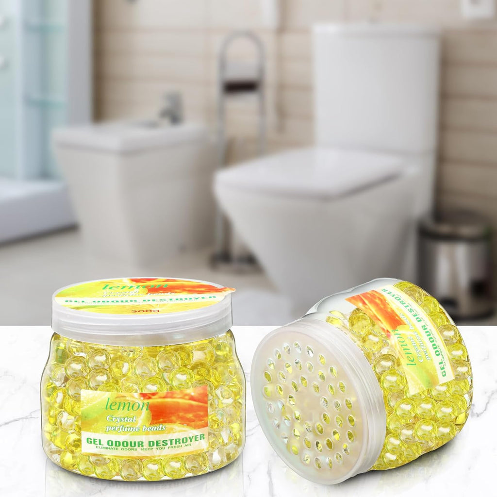 9 Pack Odor Eliminator Gel Beads Bulk 10 Ounces Air Freshener Gel Beads Odor Eliminator for Home, Bathrooms, Cars, Boats and Pet Areas(Lemon)