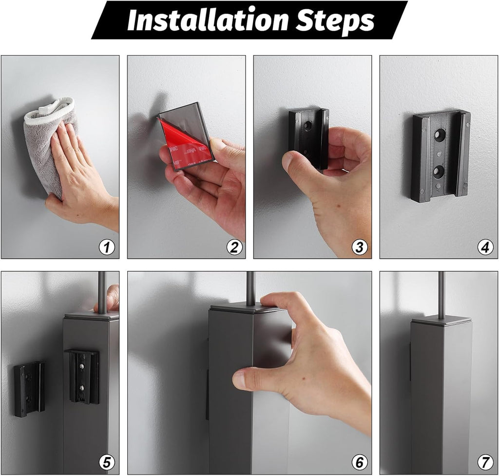 BGL Toilet Brush and Holder Set Rose Gold Wall Mounted for Bathroom Square Design