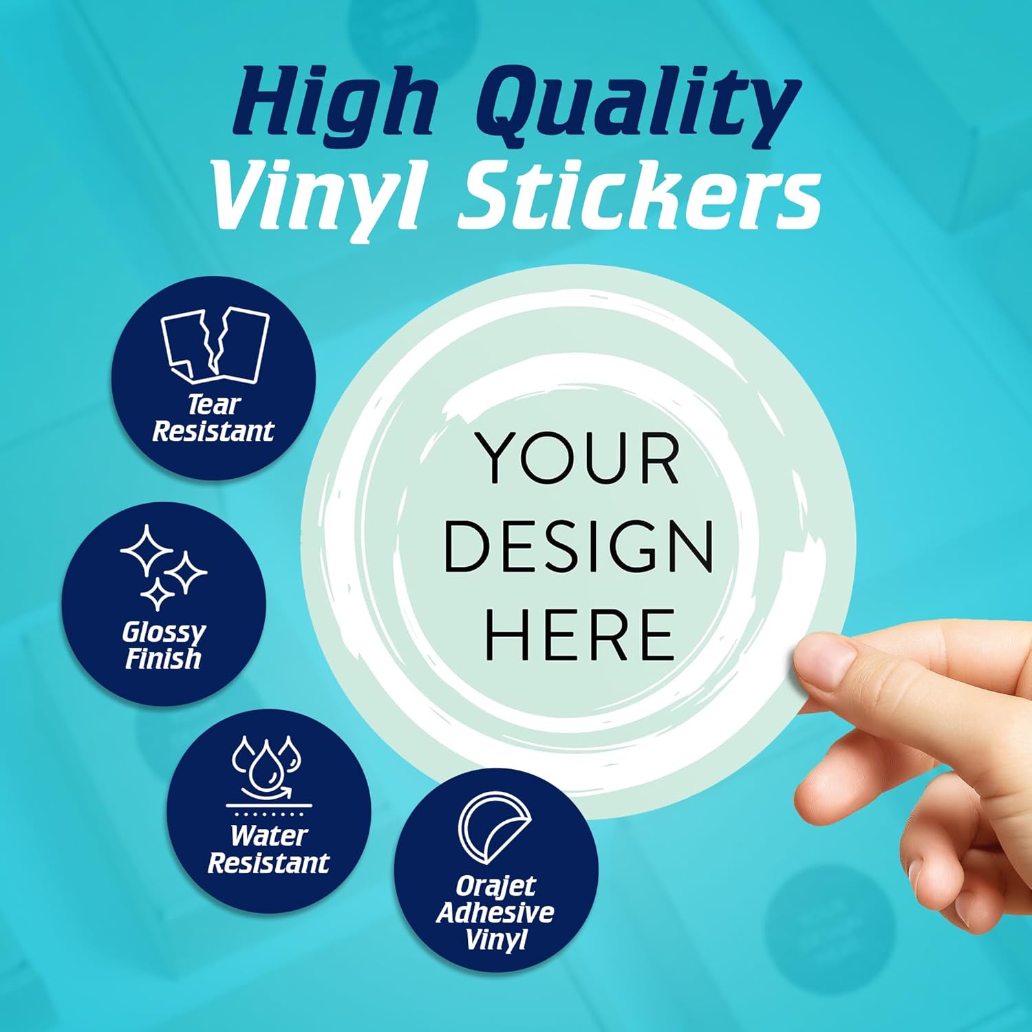 100 Custom Vinyl Stickers - Upload Your own Image, Text, Design, Logo - Personalized Logo Labels for Handmade, Packaging, Bottle, Jars, Candle, Brand Stickers (Mint, 6x6)