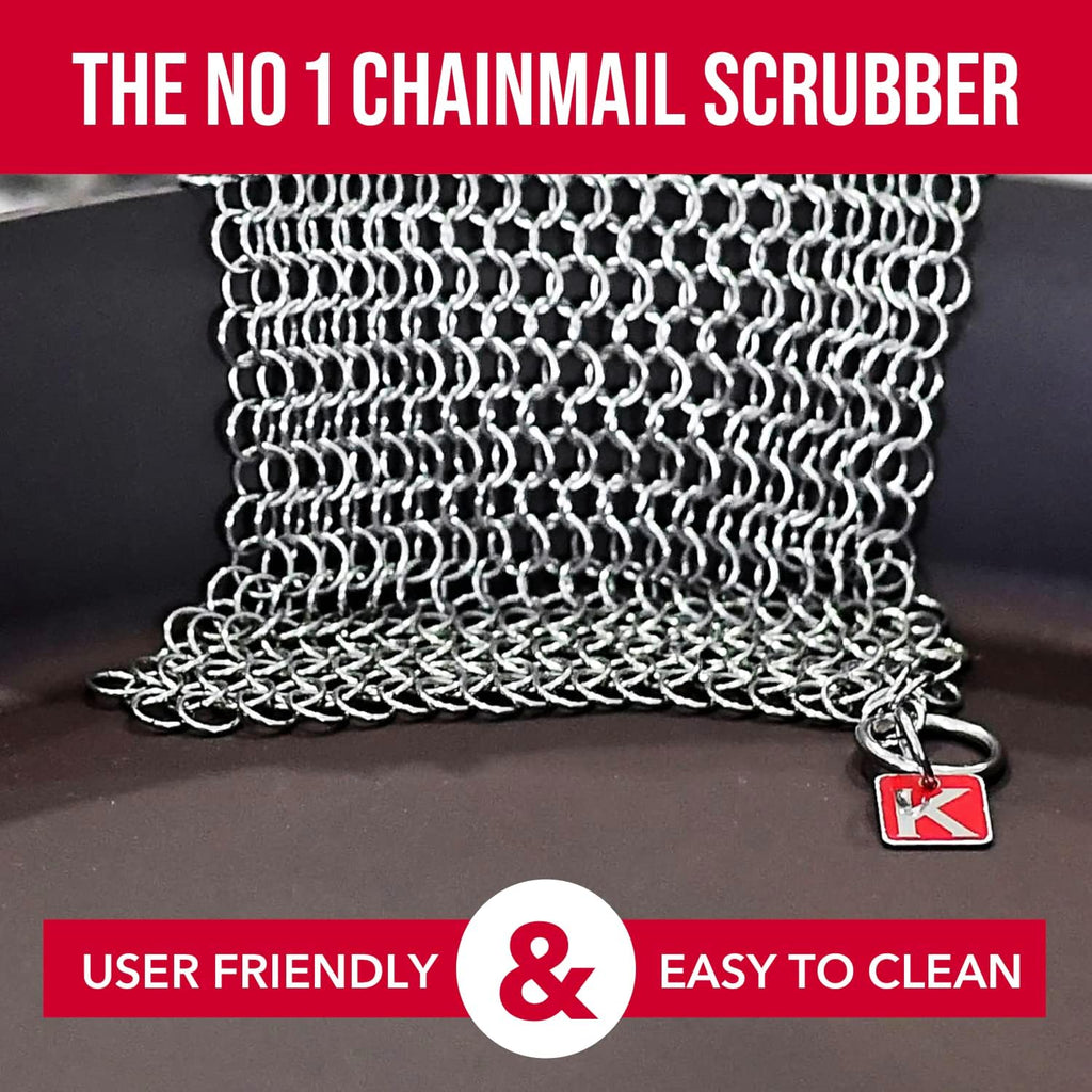 Knapp Made CM Scrubber 6" Small Ring Cast Iron Scrubber - Cast Iron Cleaner for Hard Anodized Cookware, Pre-Seasoned Pans, Dutch Ovens, Iron Pans, Grills and Skillet. Chain Mail Scrubber Cast Iron