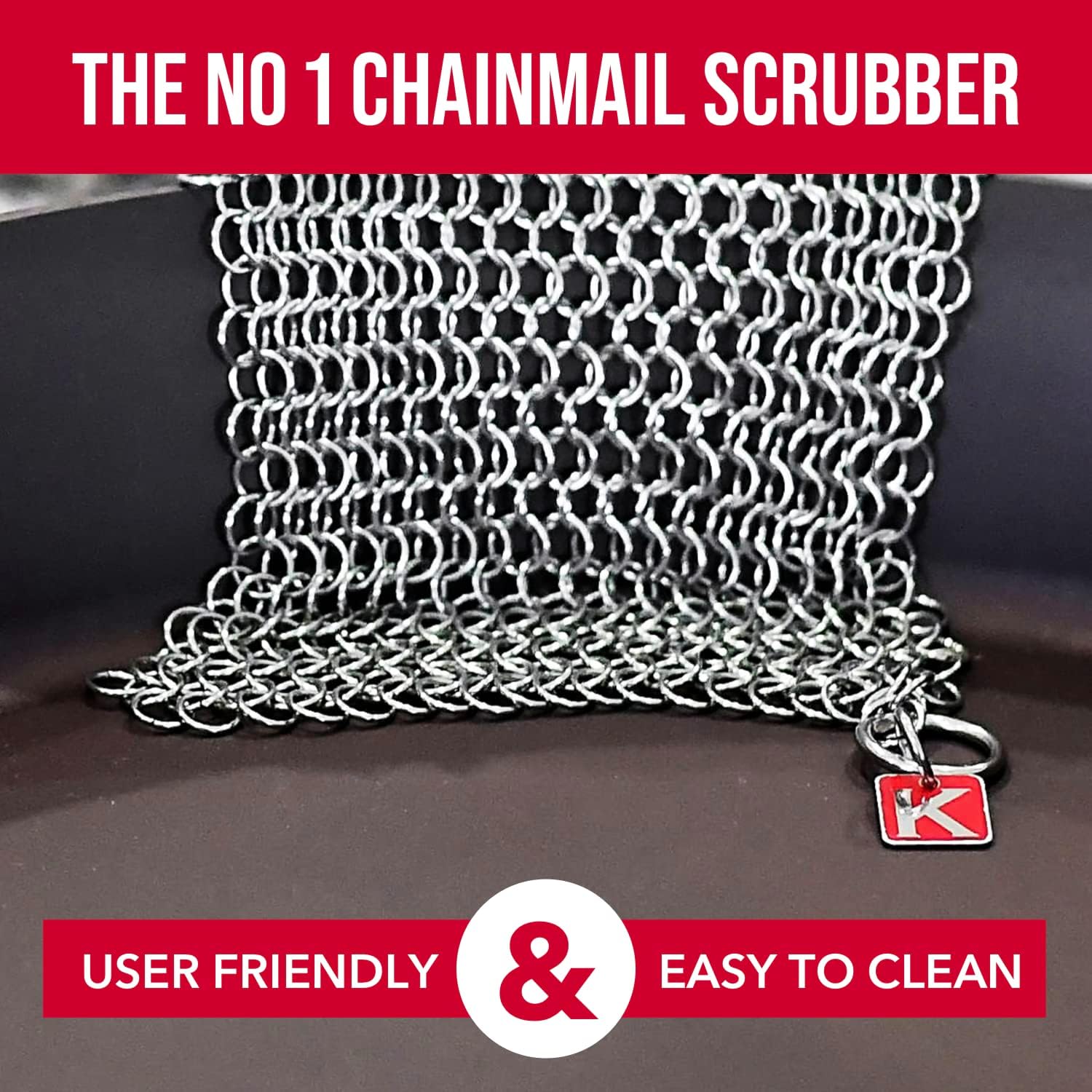 Knapp Made CM Scrubber 6" Small Ring Cast Iron Scrubber - Cast Iron Cleaner for Hard Anodized Cookware, Pre-Seasoned Pans, Dutch Ovens, Iron Pans, Grills and Skillet. Chain Mail Scrubber Cast Iron
