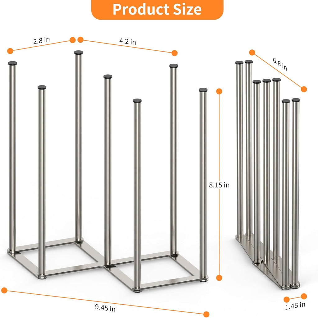 Foldable Bottle Drying Rack, Baby Bottle Drying Rack, Collapsible Cup Draining Holder, Retractable Reusable Storage Bag Dryer with Non-Slip Bottom - Stainless Steels (Silver)