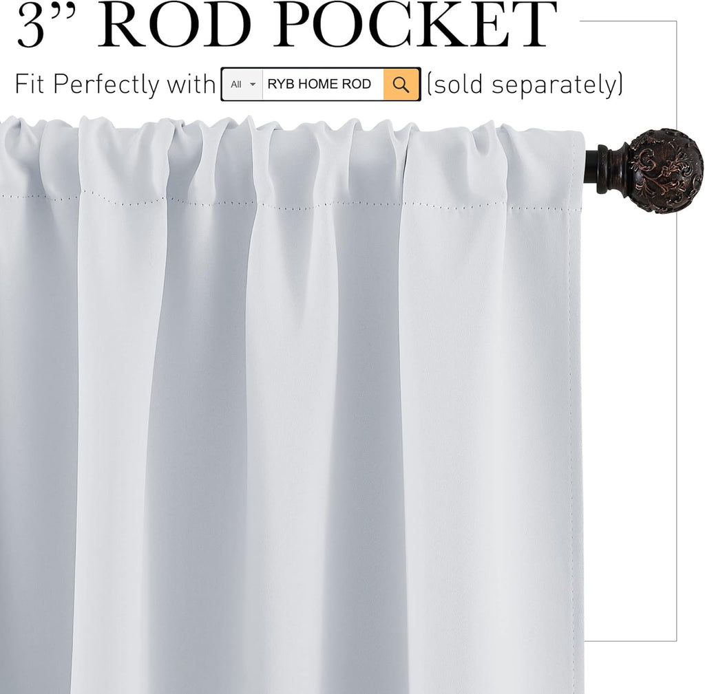 RYB HOME Blackout Curtains 84 inches Long 2 Panels Set for Living Room, Thermal Insulating Privacy Curtains & Drapes for Doorway Temporary Door, W42 x L84, Grayish White