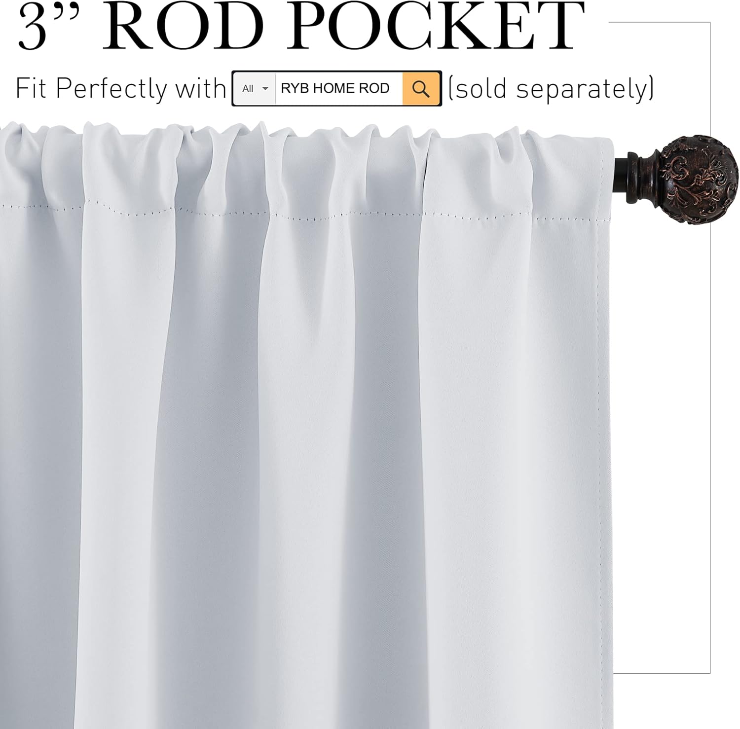 RYB HOME Blackout Curtains 84 inches Long 2 Panels Set for Living Room, Thermal Insulating Privacy Curtains & Drapes for Doorway Temporary Door, W42 x L84, Grayish White