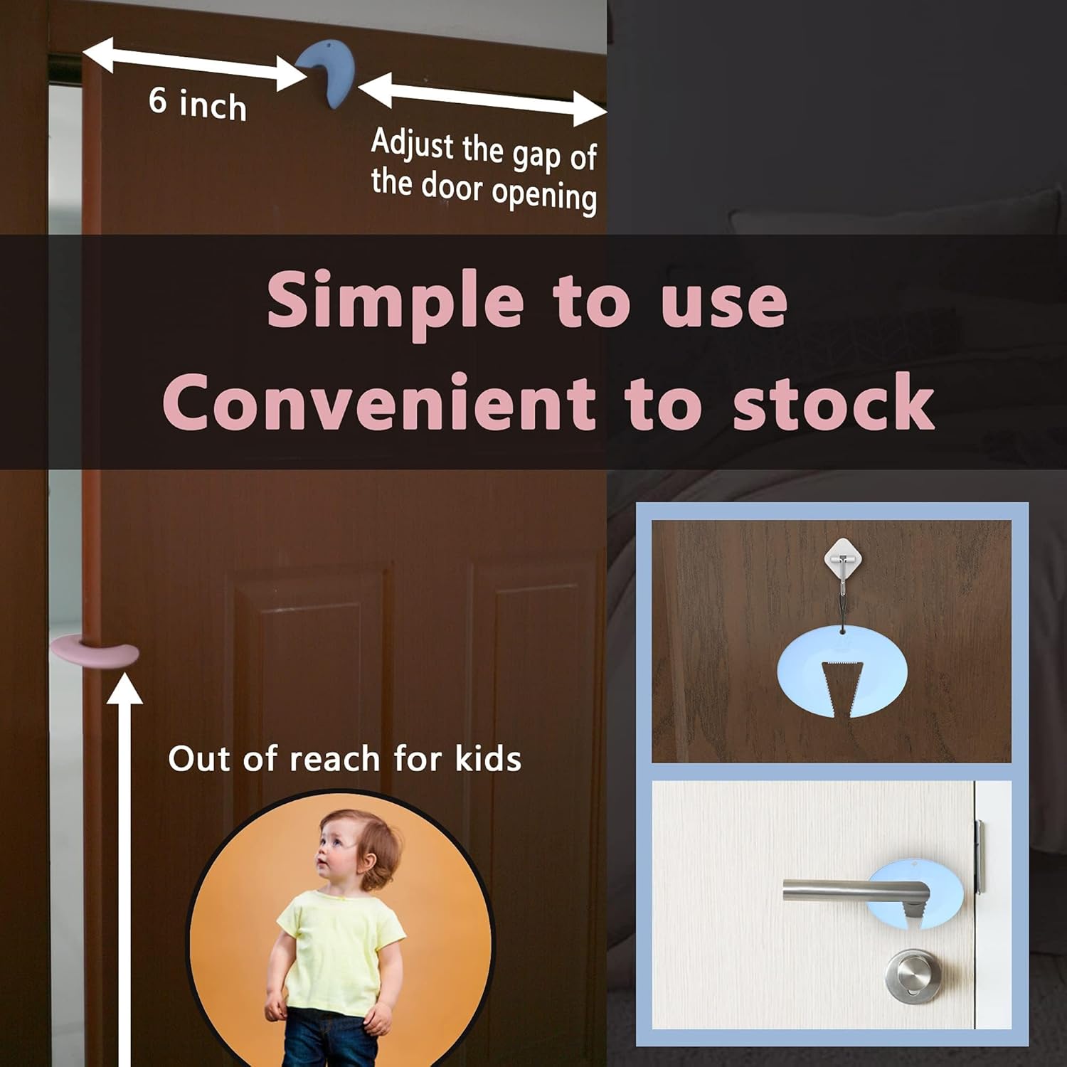 Silicone Door Pinch Guard and Door Slam Stopper, Durable Finger Pinch Guard, Prevents Pinch Injuries, Slamming Doors, Door Stopper for Kids, 6 Packs Blue.