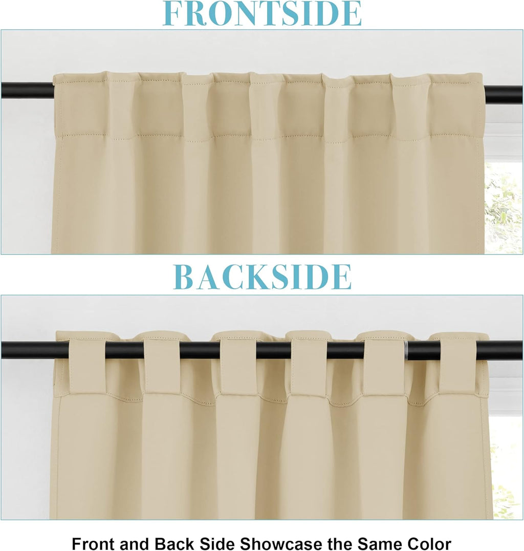 RYB HOME Small Window Curtains Blackout, Privacy Thermal Insulating Drapes for Bedroom Bathroom Basement Cafe Classroom Window Decor, W 34 x L 45 inches, Biscotti Beige, 2 Panels