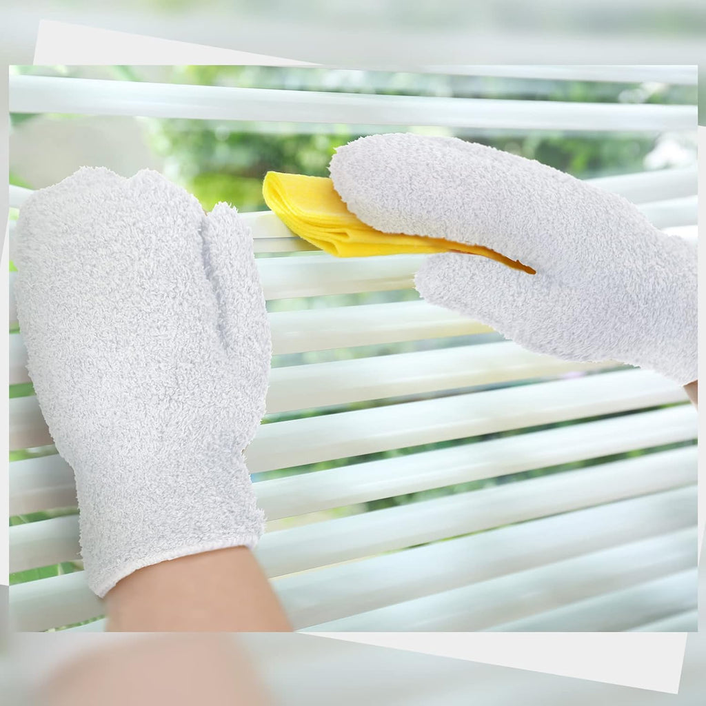 Bencailor 4 Pair Microfiber Dusting Mittens Reusable Women Cleaning Mittens with Thumb for Kitchen