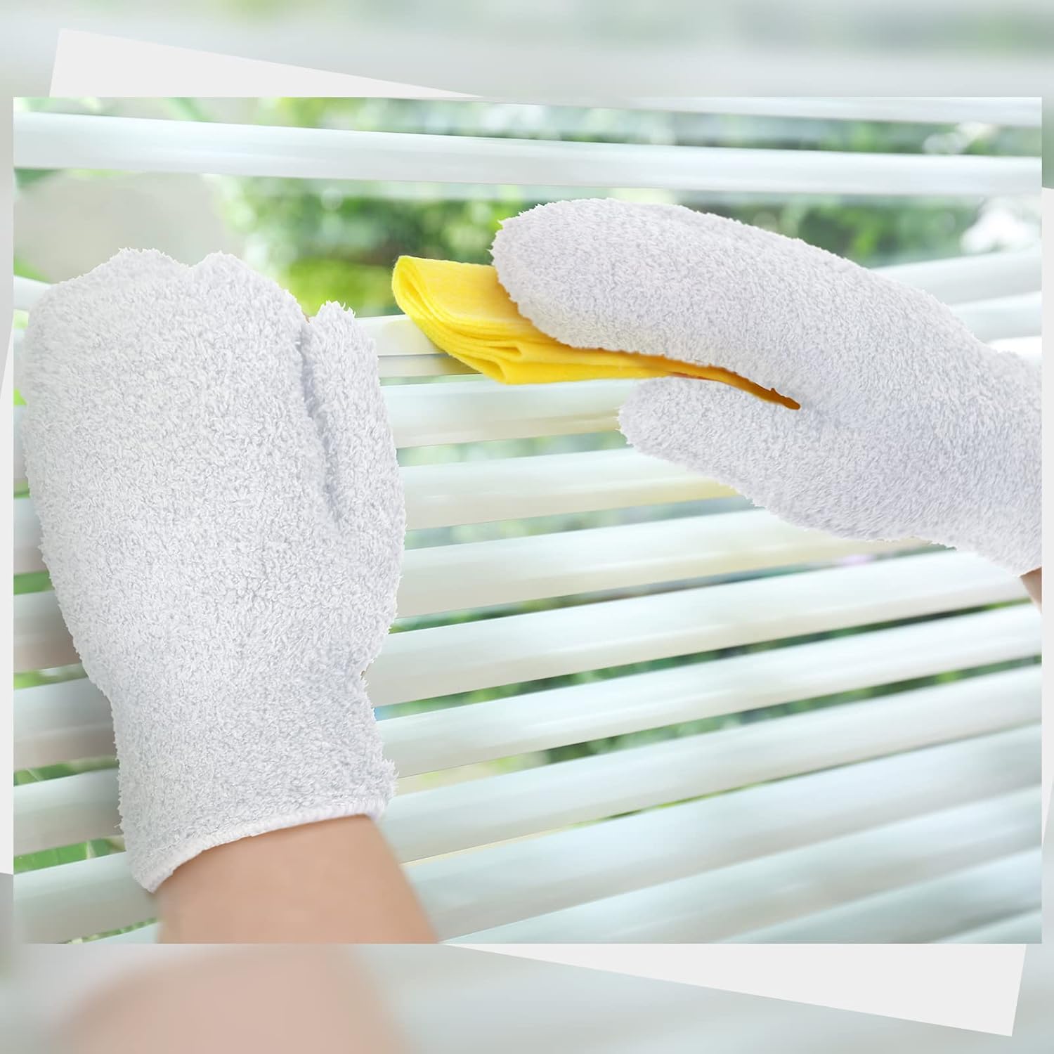 Bencailor 4 Pair Microfiber Dusting Mittens Reusable Women Cleaning Mittens with Thumb for Kitchen