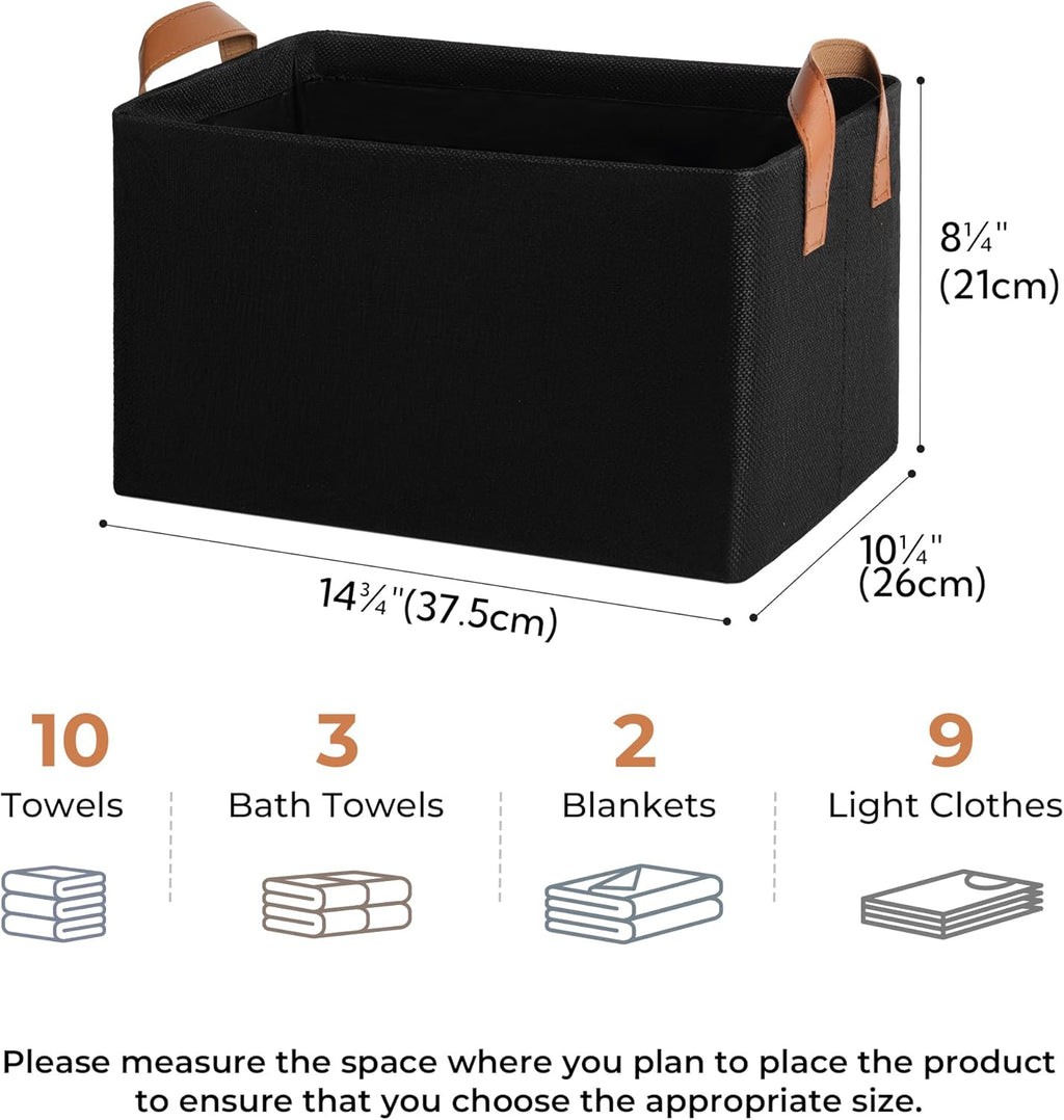 GRANNY SAYS Storage Baskets for Shelves, Closet Organizer Bins, Clothes Storage Bins with Metal Frame, Large Baskets for Organizing and Storage, Collapsible, Black, 2-Pack