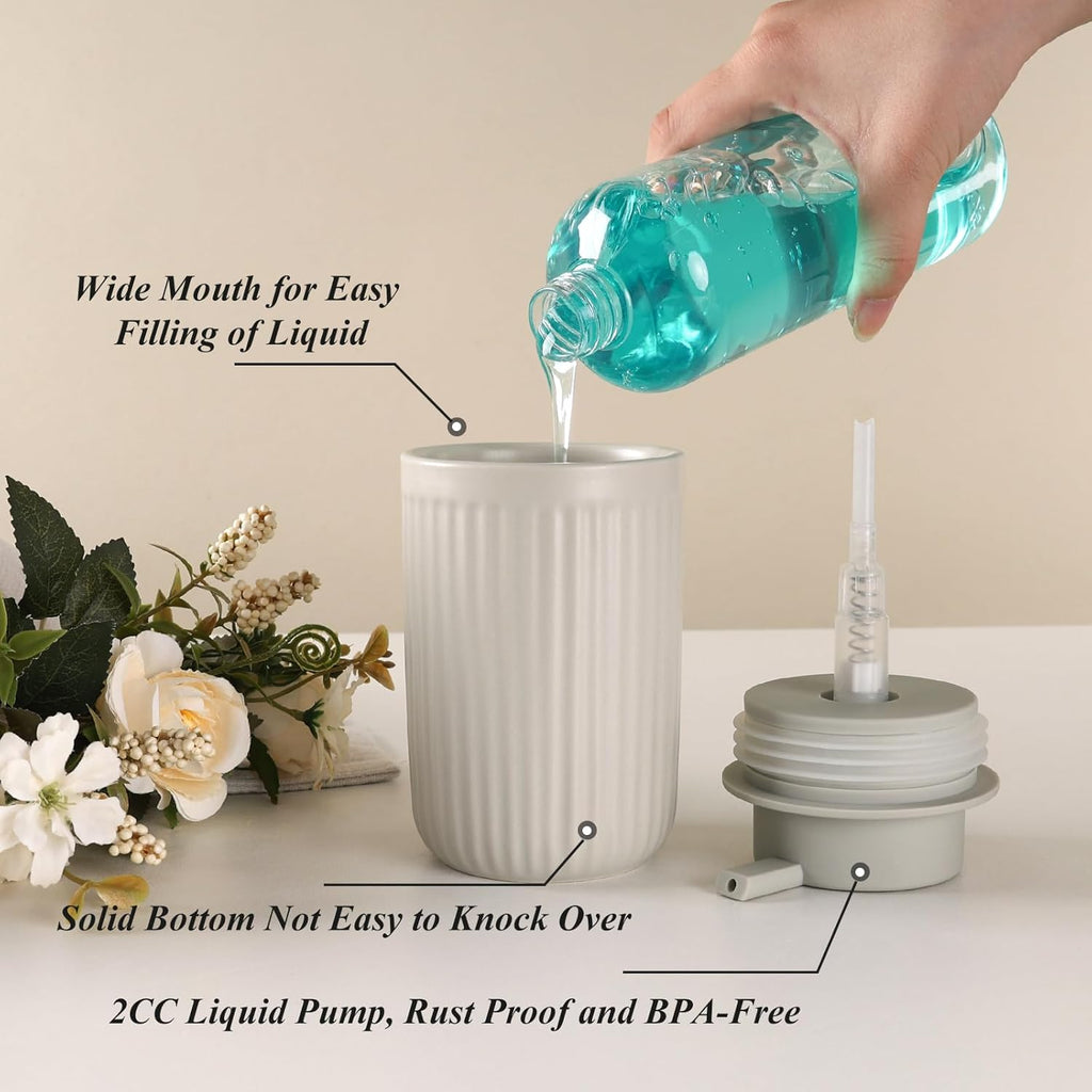 BosilunLife Dish Hand Soap Dispenser - Liquid Pump Soap Dispenser for Bathroom Decro 12oz Ceramic Kitchen Dish Dispenser with Rust-Proof Liquid Pump Modern Refillable Lotion Bottles