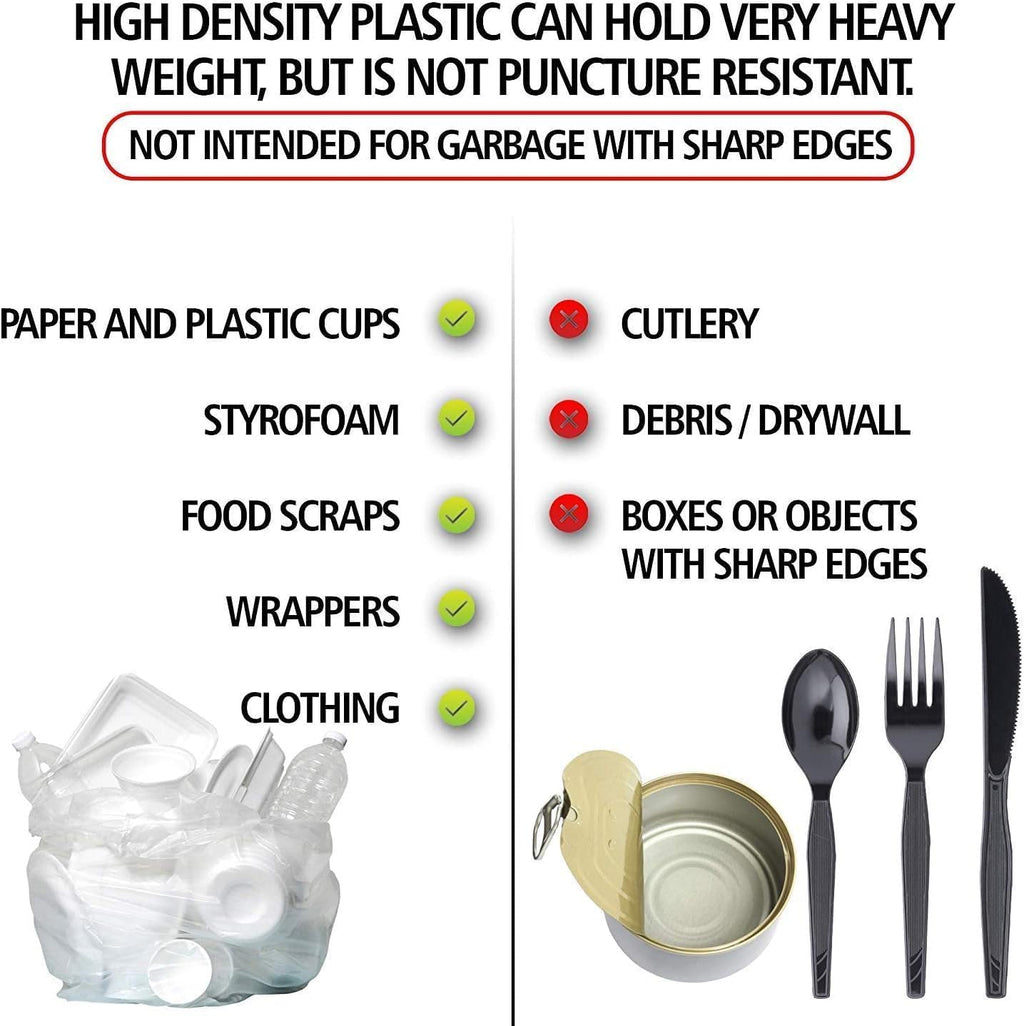 Aluf Plastics High Density Trash Bags, 16 Gallon, 1000 Count, 8 Micron (eq), 24" x 33", Black, for Bathroom, Office, Industrial, Commercial, Janitorial, Municipal, Recycling