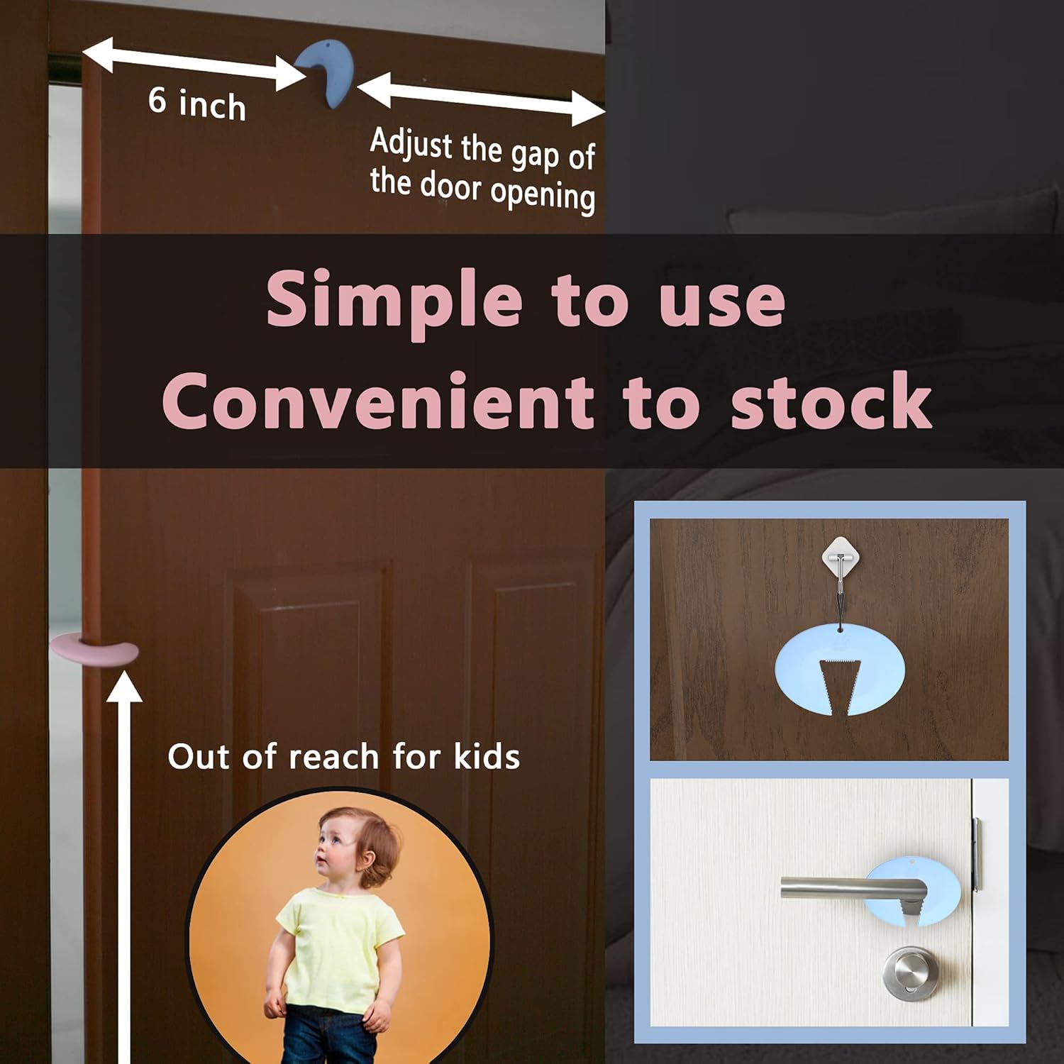 Door Pinch Guard and Door Slam Stopper, Durable Silicone Door Finger Pinch Guard, Prevents Finger Pinch Injuries, Slamming Doors, Door Safety for Kids, 2 Packs Blue Basic.