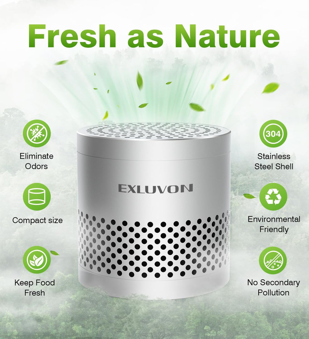 Fridge Deodorizer, Lasts for 10 Years Refrigerator Deodorizer Odor Eliminator,Travel Size Air Purifiers, More Effective Than Baking Soda Bamboo Charcoal Air Purifying Bag, Silver
