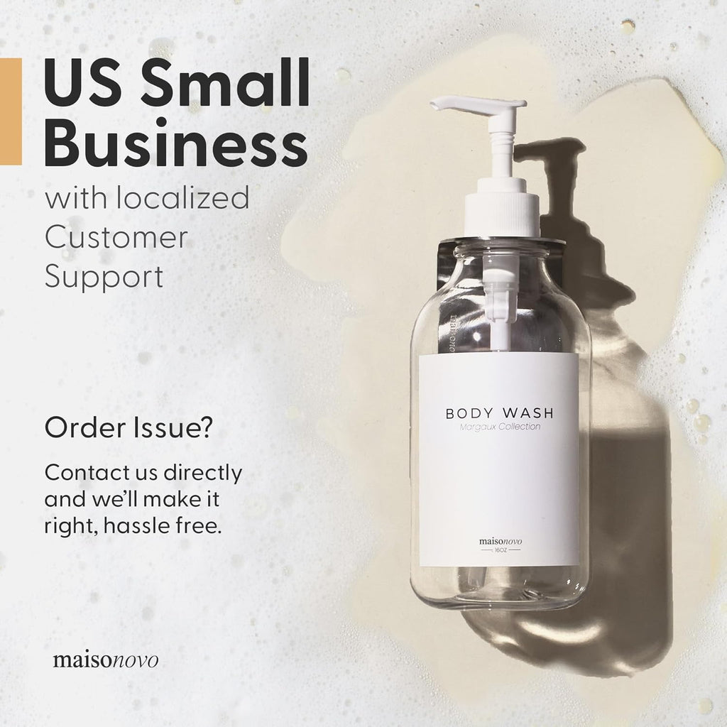 MaisoNovo Shampoo and Conditioner Dispenser - Shower Soap Dispenser Wall Mounted - 16.9 fl oz Set of 2 Clear Plastic Bottles White Pump - Shampoo Dispenser, Shower Dispenser 2 Chamber No Drill