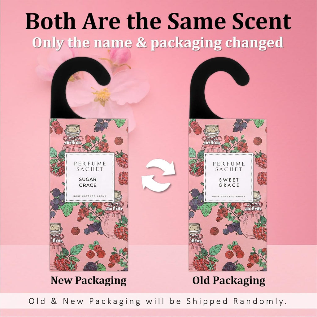 ROSE COTTAGE Large 12 Packs Sugar Grace Hanging Closet Deodorizer Air Freshener Long Lasting Scented Sachets Smell Goods for House