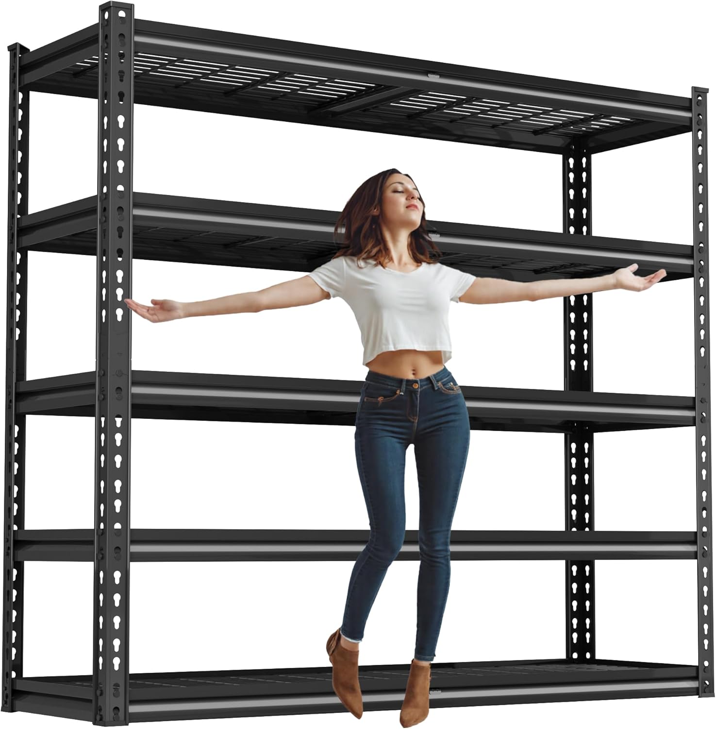 48" W Garage Shelving Heavy Duty,5-Tier Storage Shelves,3030LBS Adjustable Metal Shelving Units for Basement, Kitchen,Commercial,Warehouse,Pantry, 48" W x 72" H x 24" D