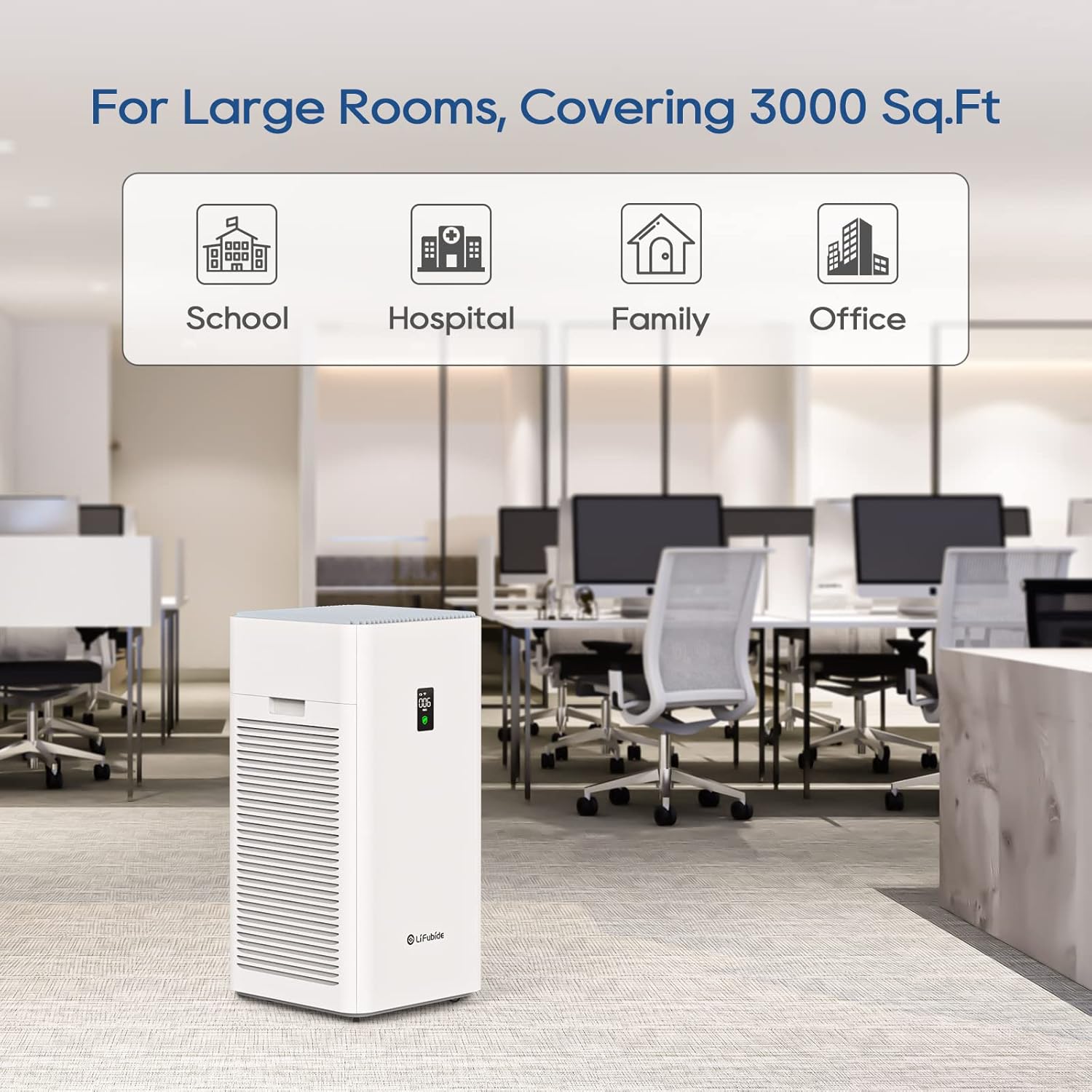 Large Room Air Purifier, H13 True HEPA,4555 Sq.Ft Coverage,24dB Low Noise For Bedroom Air Purifiers,Removal Of 99.99% 0.01 Microns Particles, PM2.5 Monitor(Y1000)