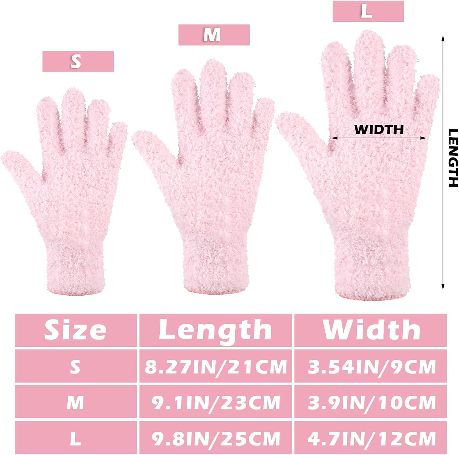 Patelai 3 Pairs Microfiber Plant Dusting Gloves Leaf Cleaning Gloves for Indoor Plants, Blinds, Furniture, House (Small,Pink, Nude, White)
