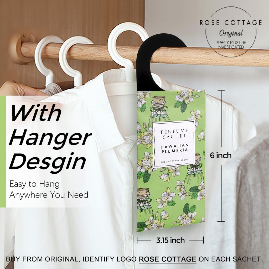 ROSE COTTAGE Large 12 Packs Hawaiian Plumeria Hanging Closet Air Freshener Scented Sachets Long Lasting Smell Goods